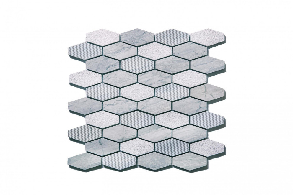 Wooden Blue Textured Elongated Hexagon Mosaic.jpg